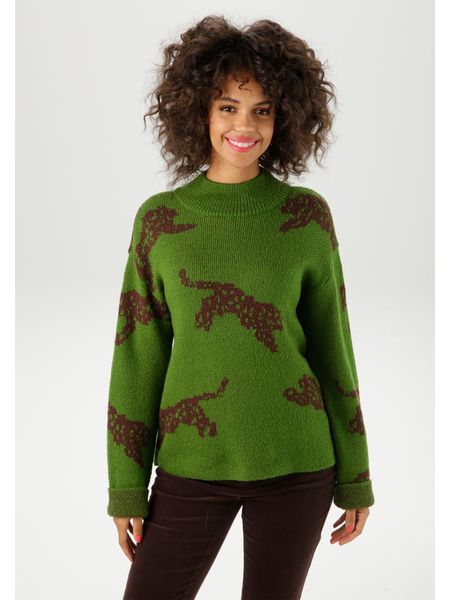 Aniston Sweter w kolorze zielonym rozmiar: 42. Zielone swetry Aniston, bez wzorów, bez ramiączek. Za 31.95 zł.