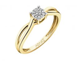 Pierścionek z żółtego złota z diamentami - 0,03 ct - próba 375. Żółte pierścionki Apart, z diamentem, złote. Za 1,290.00 zł.