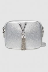 VALENTINO Srebrna torebka Divina Camera Bag. Szare kopertówki Valentino by Mario Valentino, bez wzorów, małe, bez dodatków. W wyprzedaży za 191.99 zł.