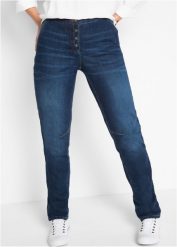 Dżinsy Boyfriend mid waist, wygodny pasek. Niebieskie jeansy bonprix, bez wzorów. Za 139.99 zł.