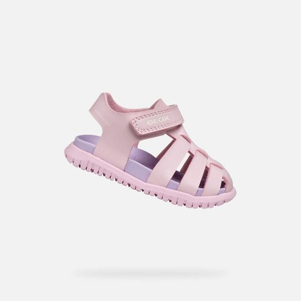 Sandały GEOX B SANDAL FUSBETTO GI Rose. Czerwone sandały Geox, bez wzorów, z syntetyku, bez obcasa, bez zapięcia. Za 173.99 zł.