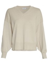 MOSS COPENHAGEN Sweter "Hanalise Rachelle" w kolorze beżowym rozmiar: S/M. Brązowe swetry Moss Copenhagen, m, bez wzorów, z wiskozy, bez ramiączek. Za 127.65 zł.