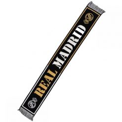 Real Madryt szalik kibica Knitted Scarf 26TH RM4BUF26 wielokolorowy. Czarne rękawiczki REAL MADRID, bez wzorów, sportowe. Za 99.00 zł.