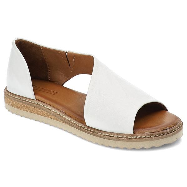 Białe Sandały Artiker Wygodne Skórzane Buty. Białe sandały Artiker, bez wzorów, ze skóry, eleganckie, bez obcasa, na platformie, bez zapięcia. Za 219.00 zł.