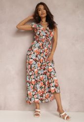 Czarno-Niebieska Sukienka Phaedrathe. Niebieskie sukienki Renee, l, bez wzorów, z materiału, bez kołnierzyka, bez ramiączek, maxi, kopertowe. Za 59.99 zł.