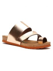 Comfortfusse Skórzane japonki w kolorze różowozłotym rozmiar: 37. Różowe klapki Comfortfüße, bez wzorów, ze skóry, z otwartym noskiem, bez obcasa. Za 217.99 zł.