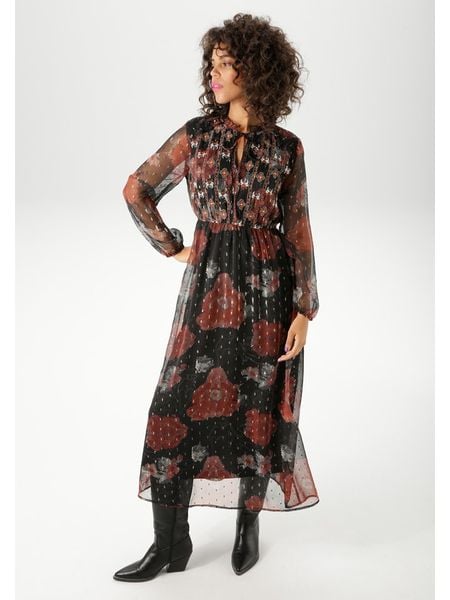 Aniston Sukienka w kolorze czarno-czerwonym rozmiar: 38. Czarne sukienki Aniston, na co dzień, bez wzorów, bez kołnierzyka, bez ramiączek, maxi, proste. Za 100.52 zł.