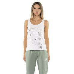 Odzież sportowa lekka z bawełna na co dzień. Biała koszulki sportowe LEONE 1947 APPAREL, bez wzorów, z bawełny, bez ramiączek, na fitness i siłownię. W wyprzedaży za 69.47 zł.