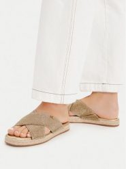 MICHAEL Michael Kors Klapki Kenzie 40S6KZFS3D Złoty. Żółte klapki MICHAEL Michael Kors, bez wzorów, z materiału, bez obcasa. Za 313.99 zł.