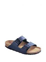 Birkenstock Klapki "Arizona" w kolorze granatowym rozmiar: 45. Niebieskie klapki Birkenstock, bez wzorów, bez obcasa. Za 325.79 zł.