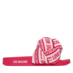 Klapki LOVE MOSCHINO. Czerwone klapki Love Moschino, bez wzorów, bez obcasa. Za 499.99 zł.