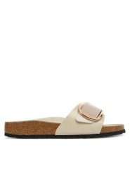 Birkenstock Klapki Madrid Big Buckle Hex 1031823 Écru. Klapki Birkenstock, bez wzorów, ze skóry, bez obcasa. Za 629.99 zł.