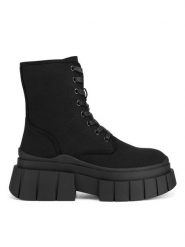 DeeZee Botki HY305-16 Czarny. Czarne botki DeeZee, bez wzorów, z materiału, bez obcasa, na płaskiej podeszwie, bez zapięcia. Za 219.99 zł.