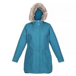 Kurtka Parka Ocieplana Przeciwdeszczowa Damska Sabinka. Niebieskie parki Regatta, s, z materiału, biznesowe, z kapturem. Za 203.99 zł.