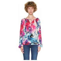 Desigual bluzka damska Zazil XS wielo barwny. Bluzki Desigual, xs, bez wzorów, z materiału, bez kołnierzyka, bez ramiączek. W wyprzedaży za 221.00 zł.