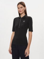 Tommy Hilfiger Polo WW0WW39820 Czarny Slim Fit. Czarne koszulki polo TOMMY HILFIGER, xl, bez wzorów, z bawełny, bez kołnierzyka, bez ramiączek. Za 239.99 zł.