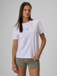 4F T-shirt regular gładki damski - biały S. Białe koszulki sportowe 4f, bez wzorów, z materiału, bez ramiączek, na fitness i siłownię. Za 49.99 zł.