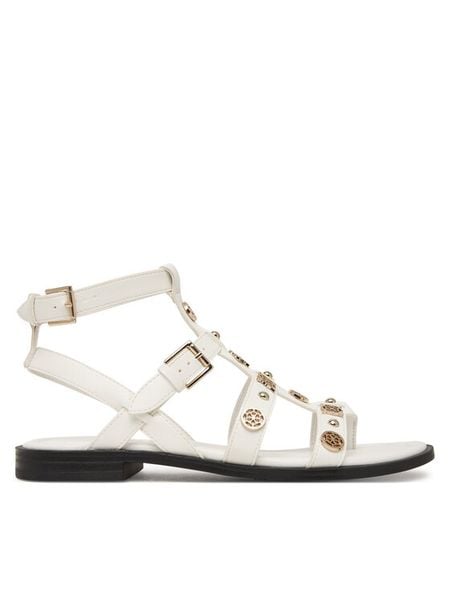 Guess Sandały FLJYZZ PEL03 Biały. Białe sandały Guess, z aplikacjami, ze skóry, bez obcasa, na płaskiej podeszwie, bez zapięcia. Za 438.99 zł.