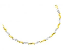 Bransoletka z żółtego i białego złota z diamentami - 19 cm - 0,16 ct - próba 375. Białe bransoletki Apart, z diamentem, złote. Za 4,590.00 zł.