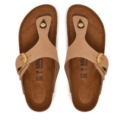 Japonki Birkenstock. Brązowe klapki Birkenstock, bez wzorów, bez obcasa. Za 486.99 zł.