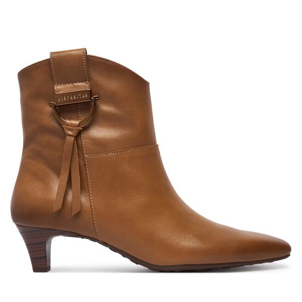Botki Hispanitas. Brązowe botki Hispanitas, bez wzorów, bez obcasa, na słupku, bez zapięcia. Za 789.99 zł.