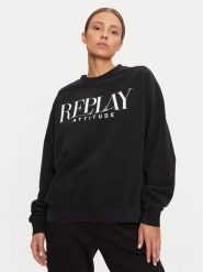 REPLAY Bluza W3106C.000.22890CS Czarny Oversize. Czarne bluzy Replay, s, bez wzorów, z bawełny, bez kaptura. Za 259.99 zł.