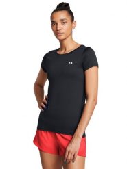 Koszulka treningowa damska UNDER ARMOUR HG Armour SS - czarna. Czarne bluzki Under Armour, s, bez wzorów, z elastanu, bez kołnierzyka, bez ramiączek. Za 149.99 zł.