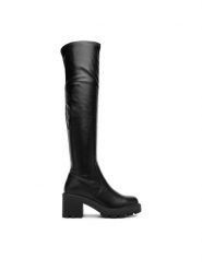 DeeZee Kozaki HX24029-1 Czarny. Czarne kozaki DeeZee, z materiału, bez obcasa, na słupku, bez zapięcia. Za 199.99 zł.