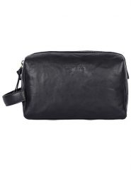 WEZBEY Skórzana kosmetyczka "Adrian" w kolorze czarnym - 22 x 11 x 8 cm rozmiar: onesize. Czarne kufry i kosmetyczki WEZBEY, bez wzorów, z materiału, bez dodatków. Za 121.99 zł.