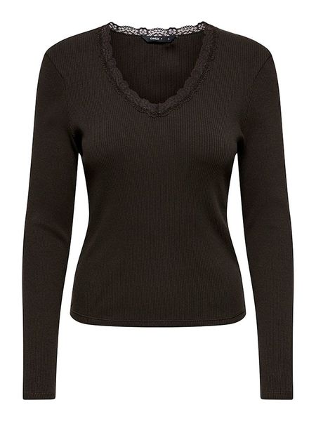 ONLY Koszulka w kolorze brązowym rozmiar: XL. Brązowe bluzki Only, xl, bez wzorów, z koronki, bez kołnierzyka, bez ramiączek. Za 47.95 zł.