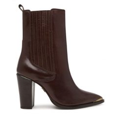 Botki Bronx. Brązowe botki Bronx, bez wzorów, bez obcasa, na słupku, bez zapięcia. Za 769.99 zł.