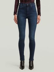G-Star Dżinsy - Skinny fit - w kolorze granatowym rozmiar: W27/L30. Niebieskie jeansy G-Star, l, z aplikacjami, z podwyższonym stanem. Za 363.71 zł.