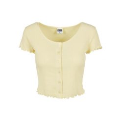 Top Damski / Damski Z Prążkowanymi Guzikami. Żółte topy Urban Classics, xl, bez wzorów, prążkowane, bez kołnierzyka, bez ramiączek. Za 80.99 zł.