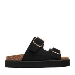 Klapki DeeZee. Czarne klapki DeeZee, bez wzorów, bez obcasa. Za 129.99 zł.