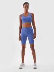 4F Legginsy kolarki treningowe damskie - granatowe M/L. Niebieskie legginsy 4f, l, bez wzorów, z dzianiny, z podwyższonym stanem, krótkie. W wyprzedaży za 69.99 zł.
