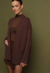 Brązowy Niezapinany Kardigan z Dodatkiem Kaszmiru z Kieszeniami Zaima. Brązowe kardigany Born2be, s, bez wzorów, z kaszmiru. Za 149.99 zł.