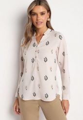 Jasnobeżowa Koszula Ozdobiona Wzorem Paisley Irinde. Brązowe koszule Born2be, l, bez wzorów, z jeansu, klasyczne, bez kołnierzyka, bez ramiączek. Za 59.99 zł.