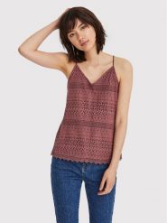 Vero Moda Top Honey 10190150 Bordowy Regular Fit. Czerwone topy Vero Moda, l, bez wzorów, z bawełny, bez kołnierzyka, bez ramiączek. Za 59.99 zł.