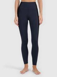 4F Legginsy sportowe w kolorze granatowym rozmiar: L. Niebieskie legginsy 4f, l, bez wzorów, z materiału, z podwyższonym stanem. Za 109.95 zł.