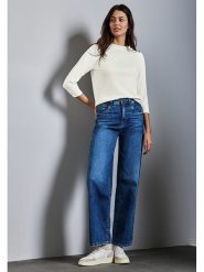 Street One Sweter w kolorze kremowym rozmiar: 42. Brązowe swetry Street One, bez wzorów, ze splotem, bez ramiączek. Za 105.63 zł.