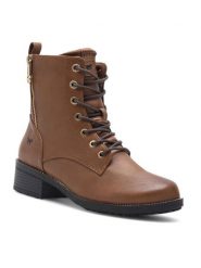 Mustang Botki 1402-502 Brązowy. Brązowe botki Mustang, bez wzorów, ze skóry, bez obcasa, na płaskiej podeszwie, bez zapięcia. Za 359.99 zł.