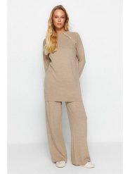 Trendyol 2-częściowy zestaw w kolorze jasnobrązowym rozmiar: XL. Brązowe swetry Trendyol, xl, bez wzorów, bez ramiączek. Za 159.45 zł.