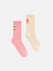Skarpetki z bawełną 2 pack - różowy. Czerwone skarpety Reserved, bez wzorów, z bawełny. Za 39.99 zł.