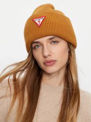 Guess Czapka AW5234 VIS01 Brązowy. Brązowe czapki Guess, z aplikacjami, z materiału. Za 229.99 zł.