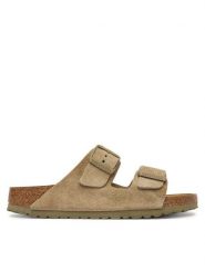 Birkenstock Klapki Arizona 1032061 Khaki. Brązowe klapki Birkenstock, bez wzorów, ze skóry, bez obcasa. Za 509.99 zł.