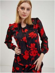 Orsay Bluzka w kolorze czarno-czerwonym rozmiar: 40. Czarne bluzki Orsay, bez wzorów, z koronki, bez kołnierzyka, bez ramiączek. Za 65.99 zł.