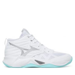 Buty halowe Mizuno. Białe obuwie sportowe Mizuno, bez zapięcia, mizuno wave. Za 529.99 zł.