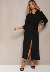 Czarna Casualowa Sukienka Koszulowa na Guziki z Kieszeniami Jezebel. Czarne sukienki Renee, na spotkanie biznesowe, l, bez wzorów, eleganckie, bez kołnierzyka, bez ramiączek, maxi, koszulowe. Za 109.99 zł.
