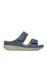 Go Soft Klapki CEO-WYL05010-11 Niebieski. Niebieskie klapki GO SOFT, bez wzorów, ze skóry, bez obcasa. Za 89.99 zł.