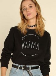 WOOOP Bluza "Karma" w kolorze czarnym rozmiar: L. Czarne bluzy Wooop, l, bez wzorów, z bawełny, bez kaptura. Za 108.99 zł.